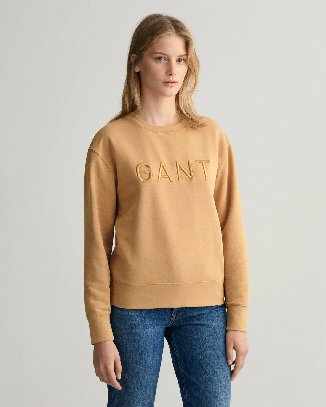 Hoodies And Sweats | Womens GANT Tonal Crew Neck Sweater Toffee Beige