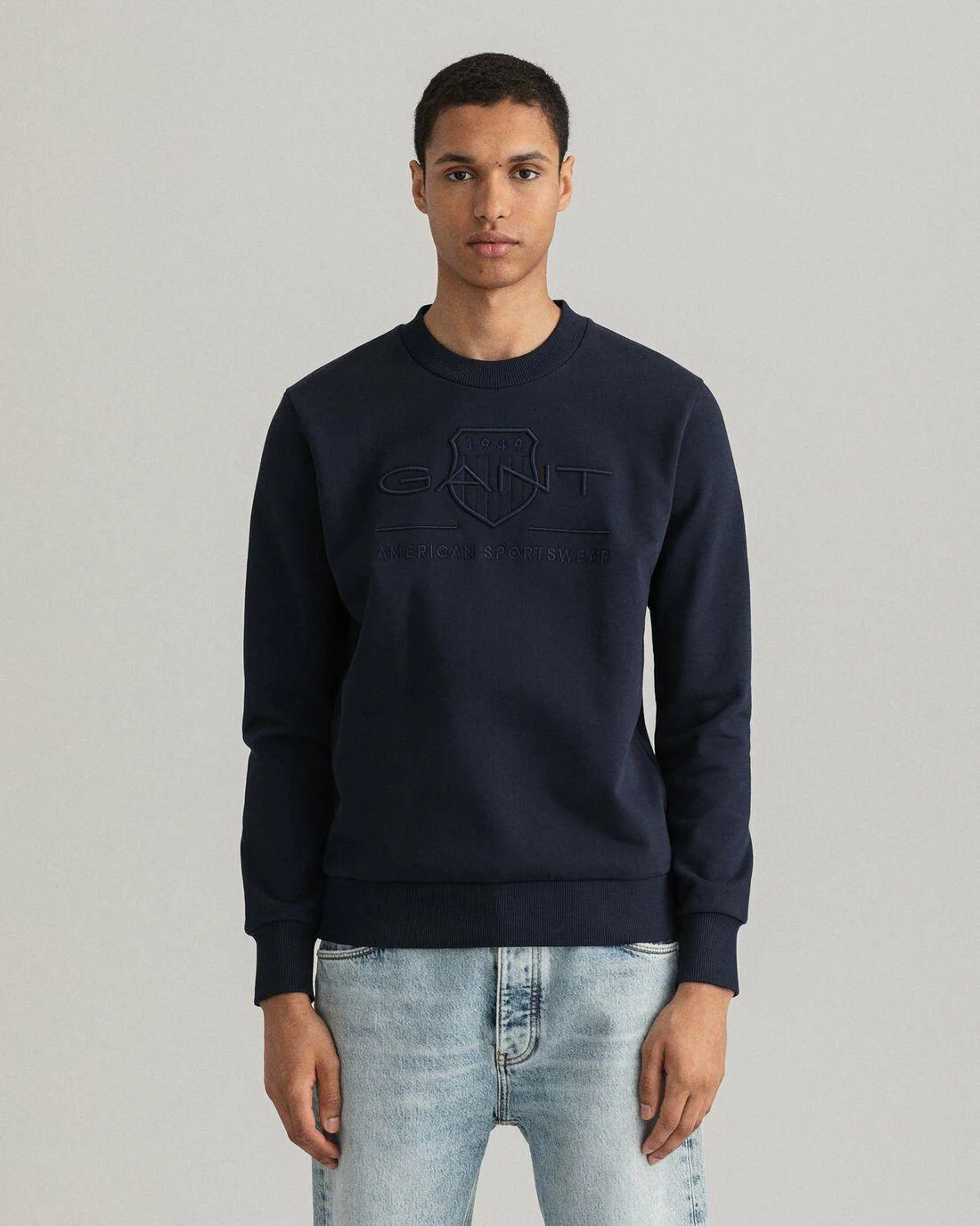 Hoodies And Sweats | Mens GANT Tonal Archive Shield Crew Neck Sweatshirt Evening Blue