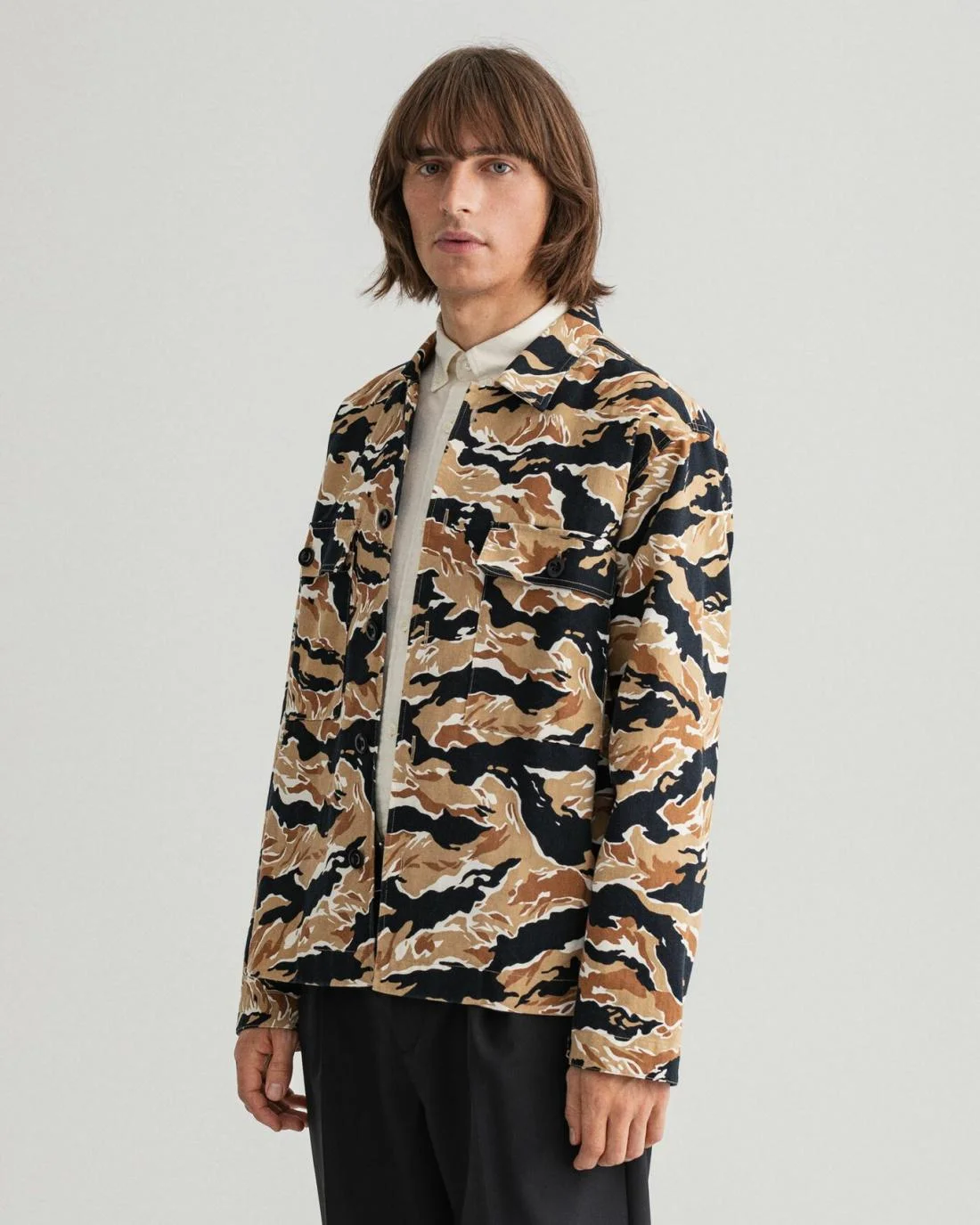 Shirts | Mens GANT Tiger Camo Overshirt Black