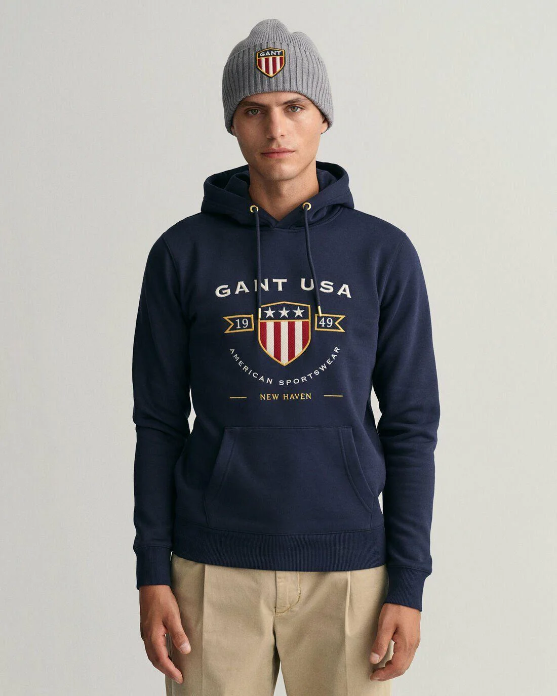 Hoodies And Sweats | Mens GANT Banner Shield Hoodie Evening Blue