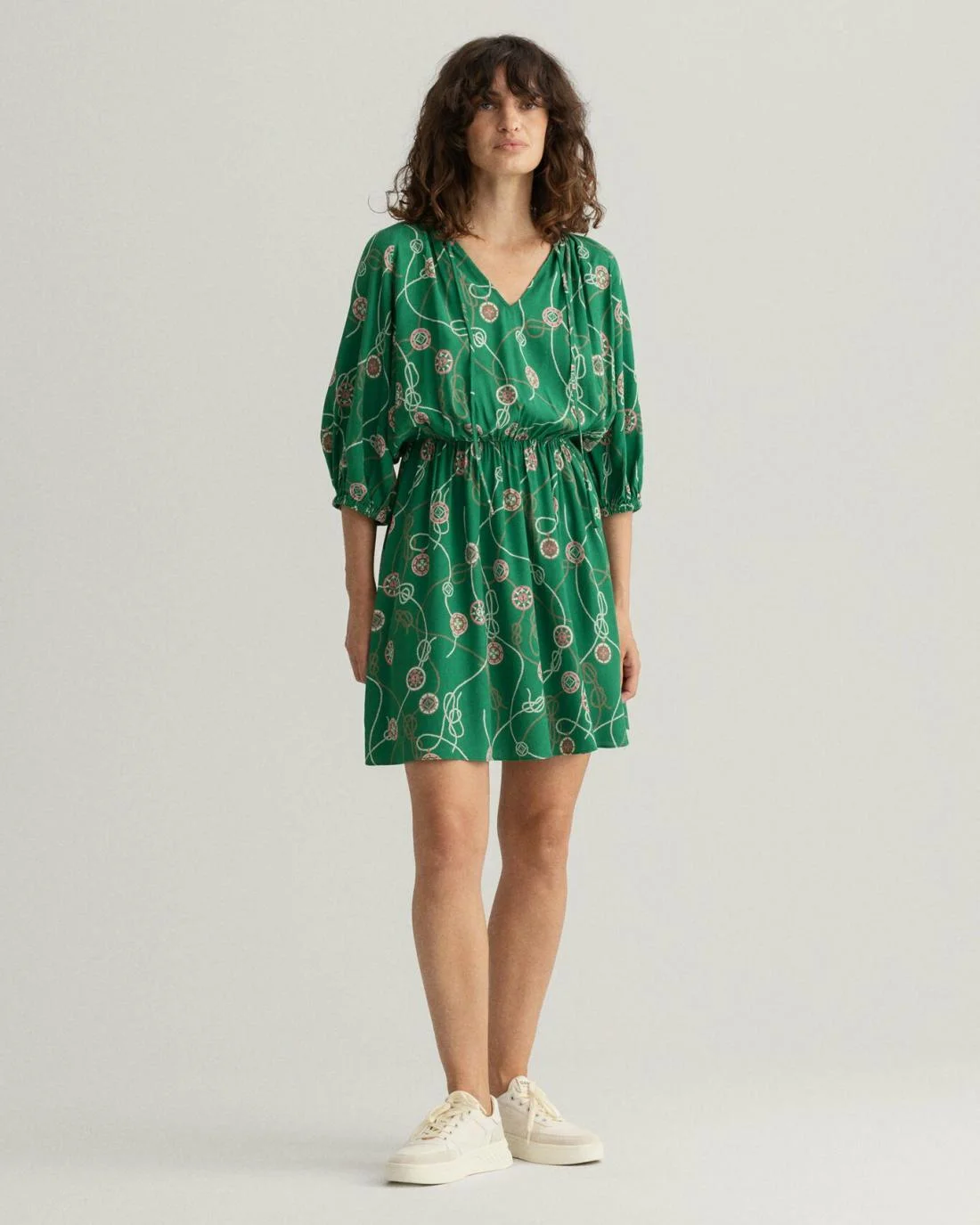 Dresses | Womens GANT Sailing Print V-Neck Dress Lavish Green