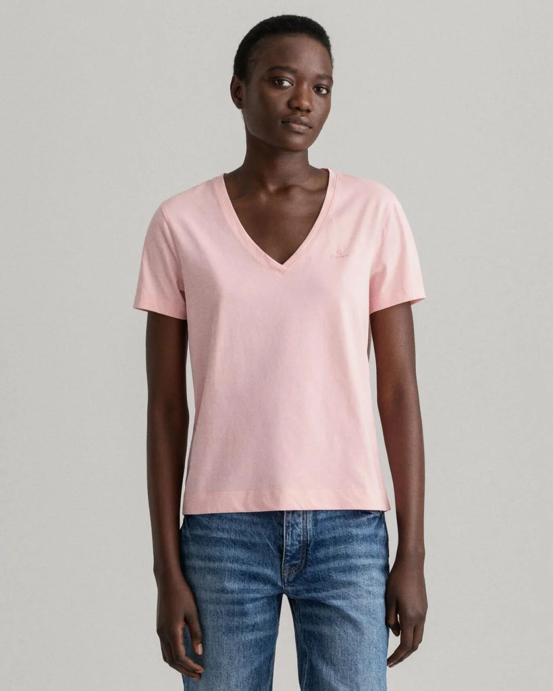 Polos And T-Shirts | Womens GANT Original V-Neck T-Shirt Preppy Pink