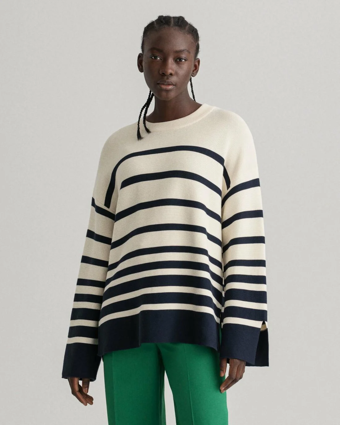 Knitwear | Womens GANT Breton Stripe Crew Neck Sweater Cream