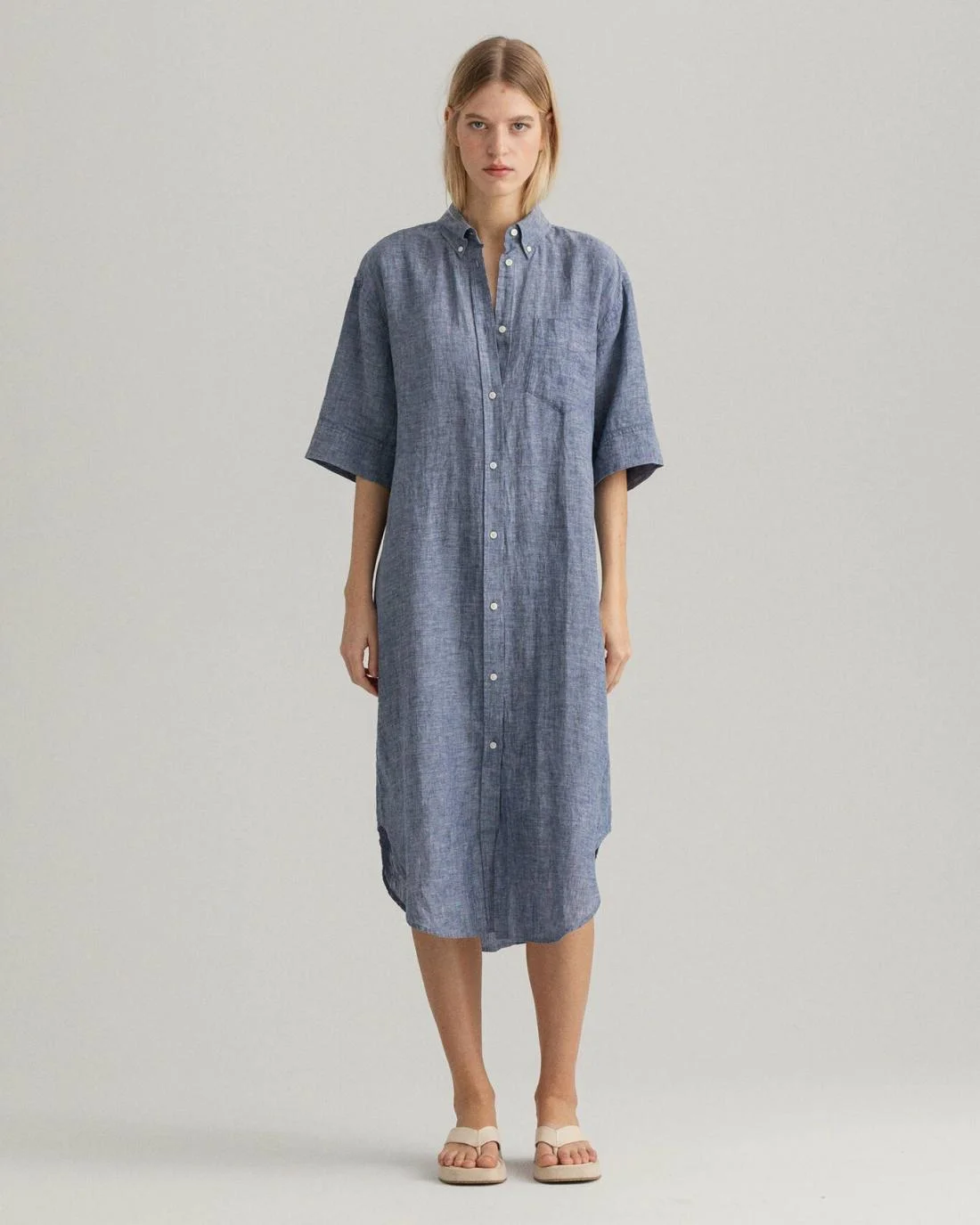 Dresses | Womens GANT Linen Chambray Shirt Dress Persian Blue