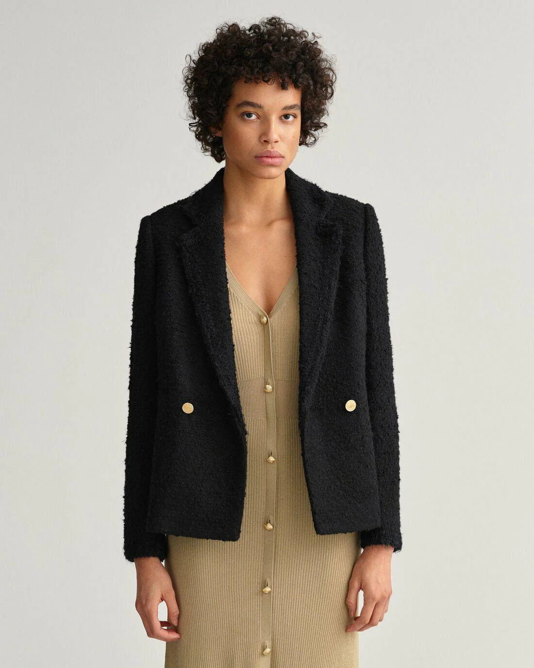 Blazers | Womens GANT Tweed Blazer Jacket Ebony Black