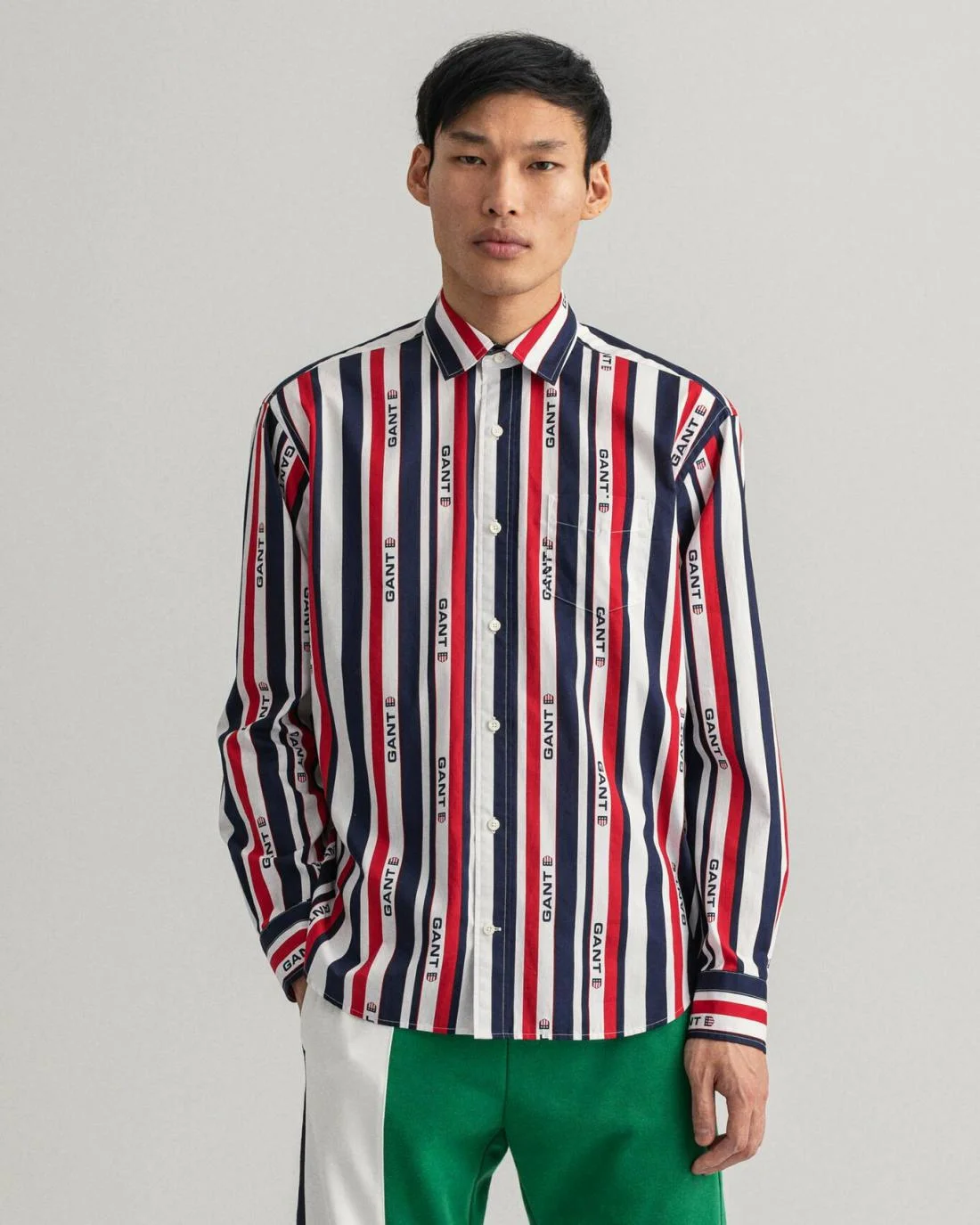 Shirts | Mens GANT Relaxed Fit Retro Shield Stripe Shirt Classic Blue