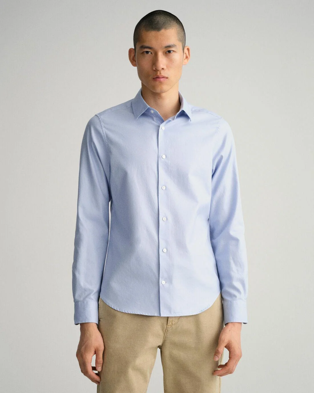 Shirts | Mens GANT Slim Fit Solid Twill Shirt Muted Blue