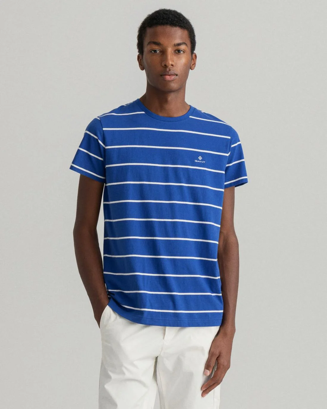 T-Shirts | Mens GANT Breton Stripe T-Shirt College Blue