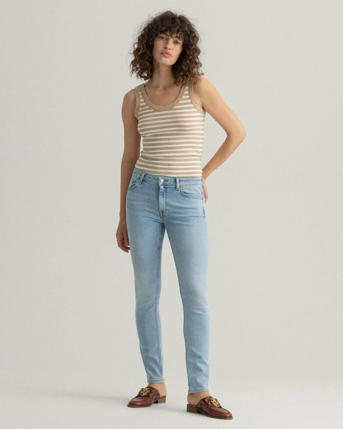 Jeans | Womens GANT Farla Slim Fit Super Stretch Jeans Light Blue Worn In