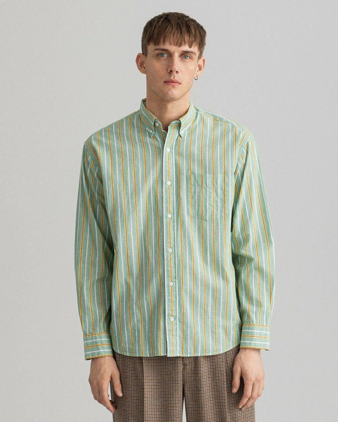 Shirts | Mens GANT Relaxed Fit Fil-À-Fil Shirt Eden Green