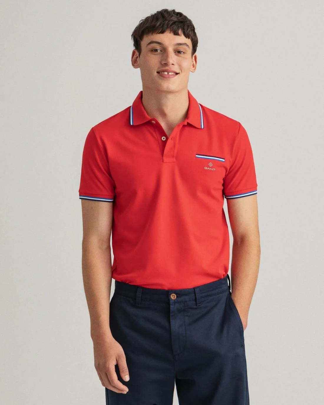 Polo Shirts | Mens GANT 3-Color Tipping Piqué Polo Shirt Bright Red