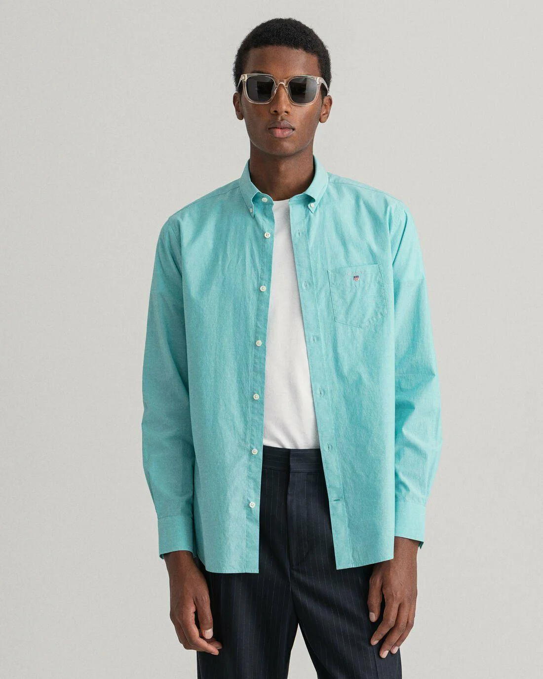 Shirts | Mens GANT Regular Fit Broadcloth Shirt Aqua Green