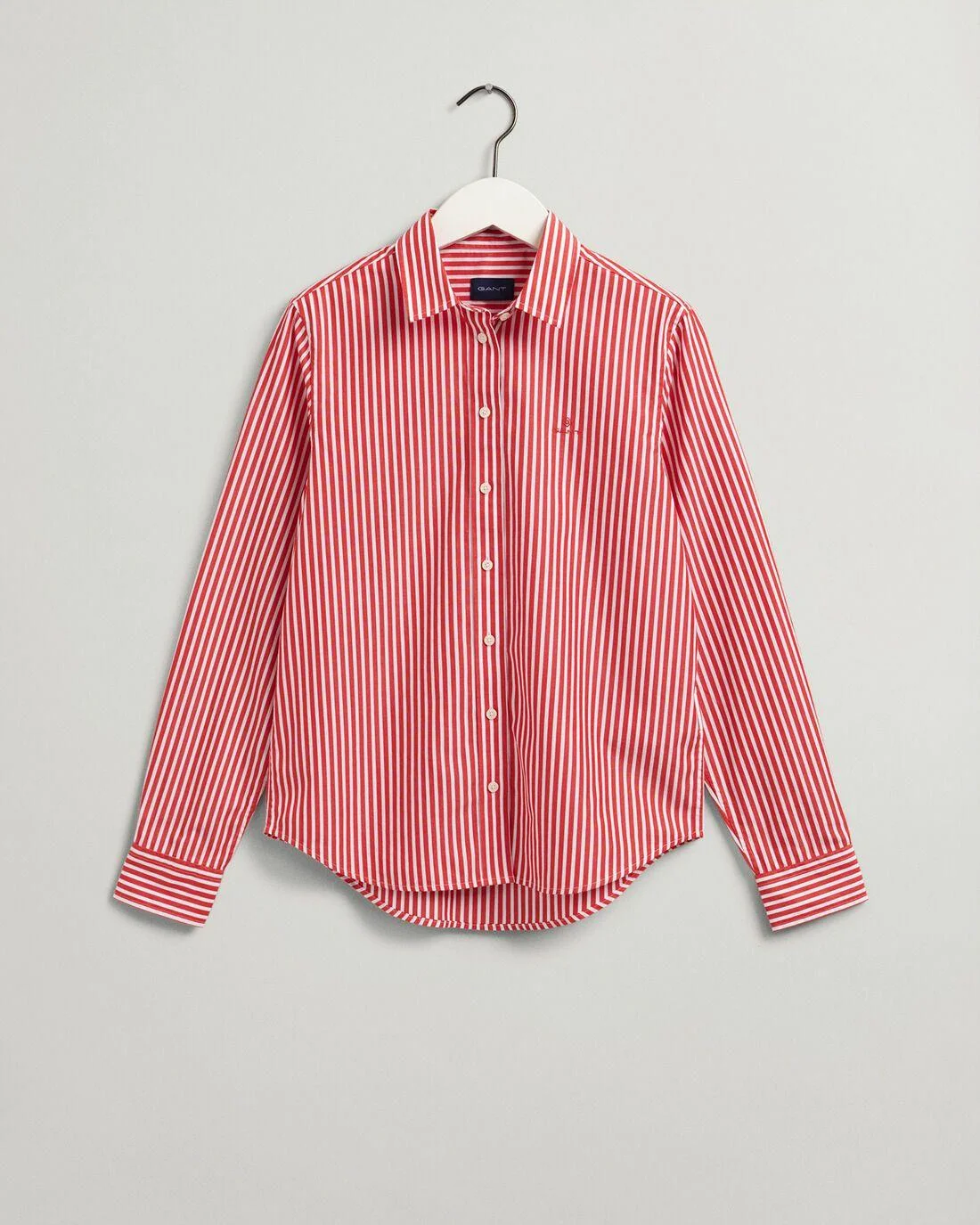 Shirts And Blouses | Womens GANT Regular Fit Striped Broadcloth Shirt Bright Red