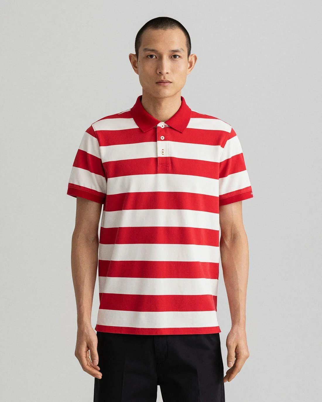 Polo Shirts | Mens GANT Printed Barstripe Piqué Polo Shirt Equestrian Red