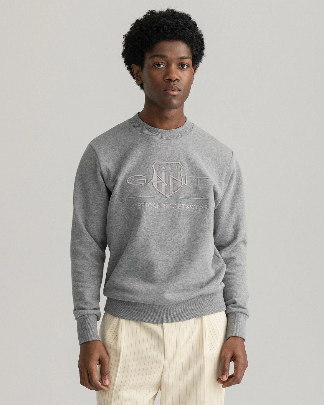 Hoodies And Sweats | Mens GANT Tonal Archive Shield Crew Neck Sweatshirt Grey Melange