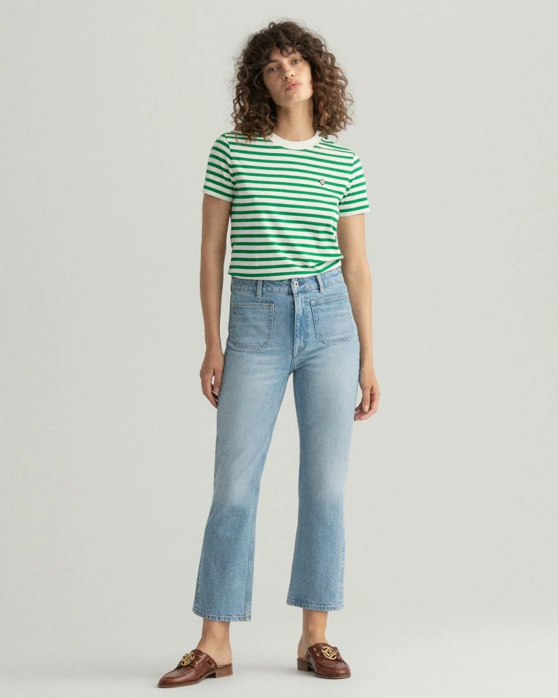 Jeans | Womens GANT Cropped Flared Jeans Light Blue Broken In