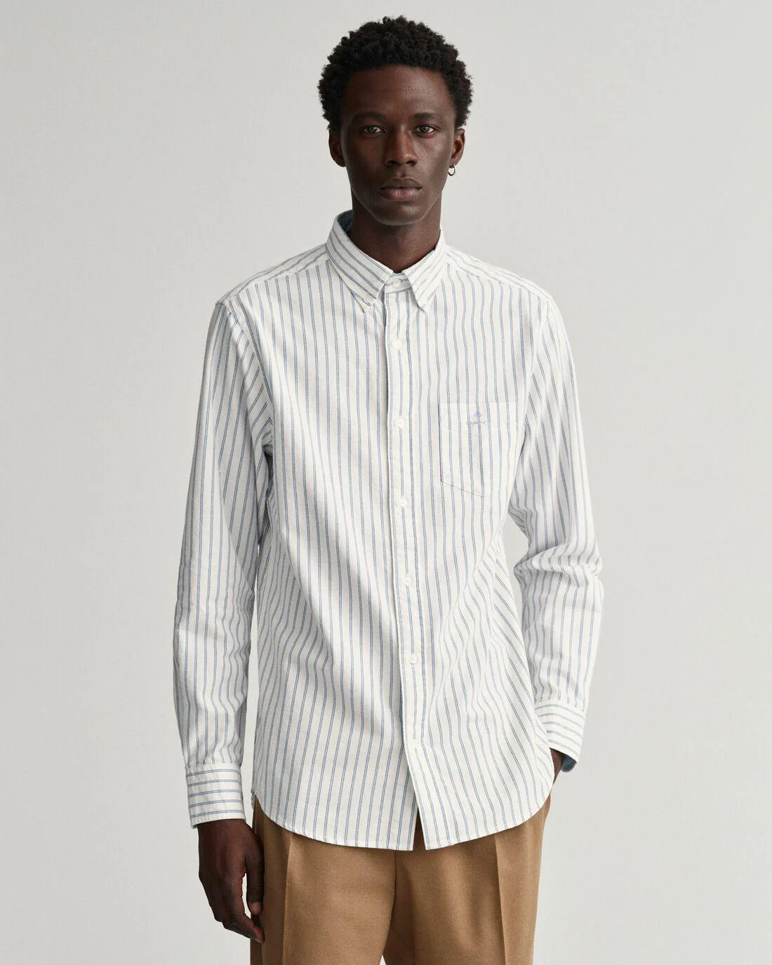 Shirts | Mens GANT Regular Fit Light Oxford Stripe Shirt Eggshell