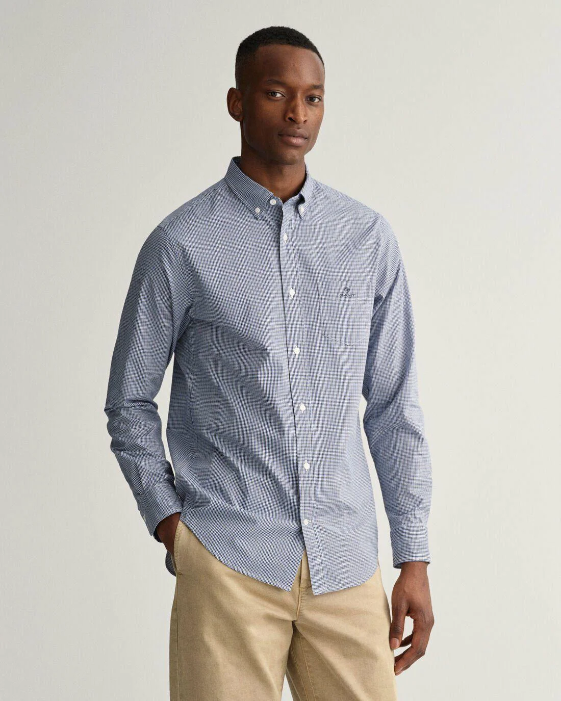 Shirts | Mens GANT Regular Fit Poplin Micro Gingham Shirt College Blue