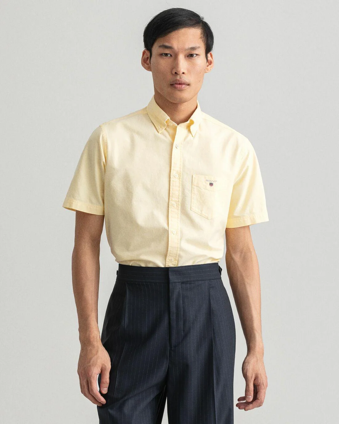 Shirts | Mens GANT Regular Fit Short Sleeve Oxford Shirt Banana Yellow