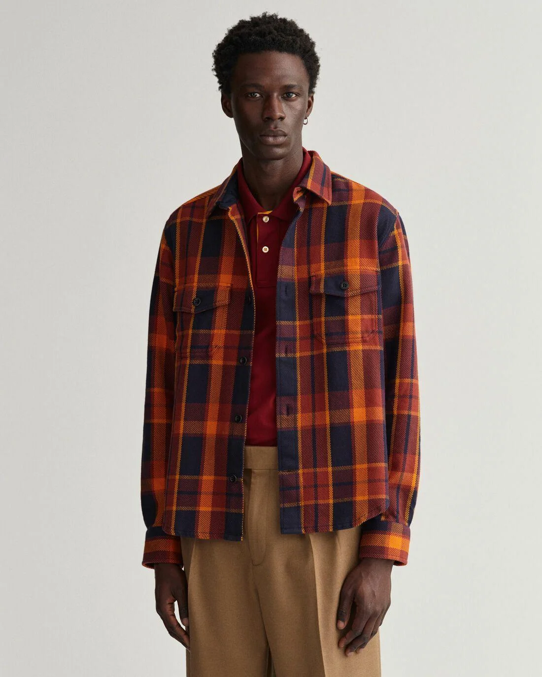 Shirts | Mens GANT Heavy Twill Check Overshirt Burgundy