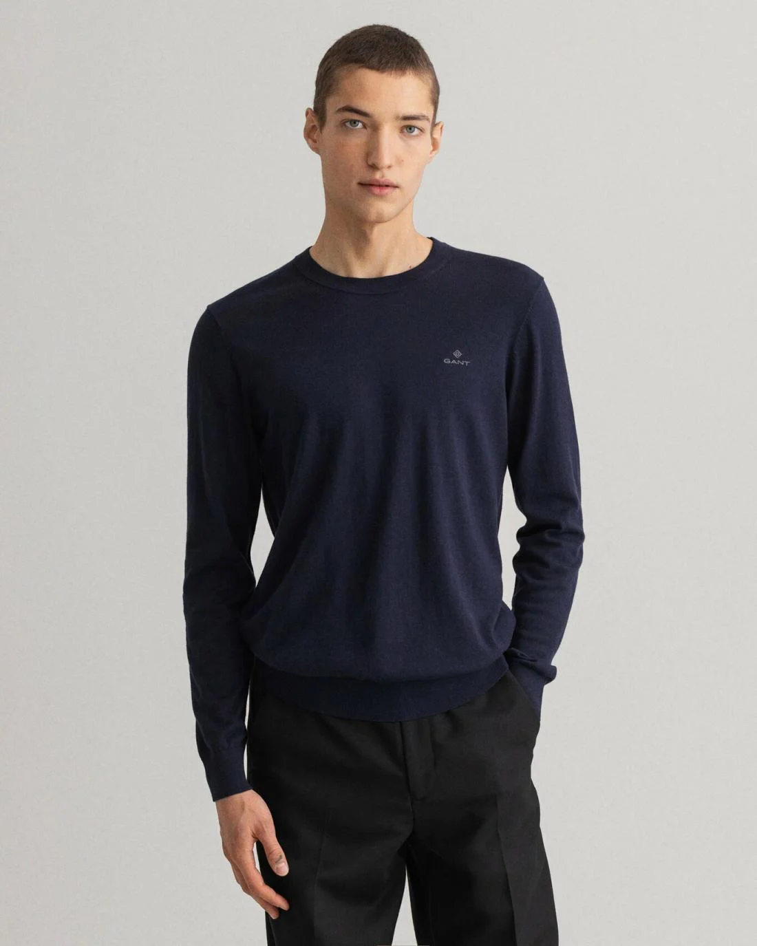 Knitwear | Mens GANT Cotton Cashmere Crew Neck Sweater Evening Blue