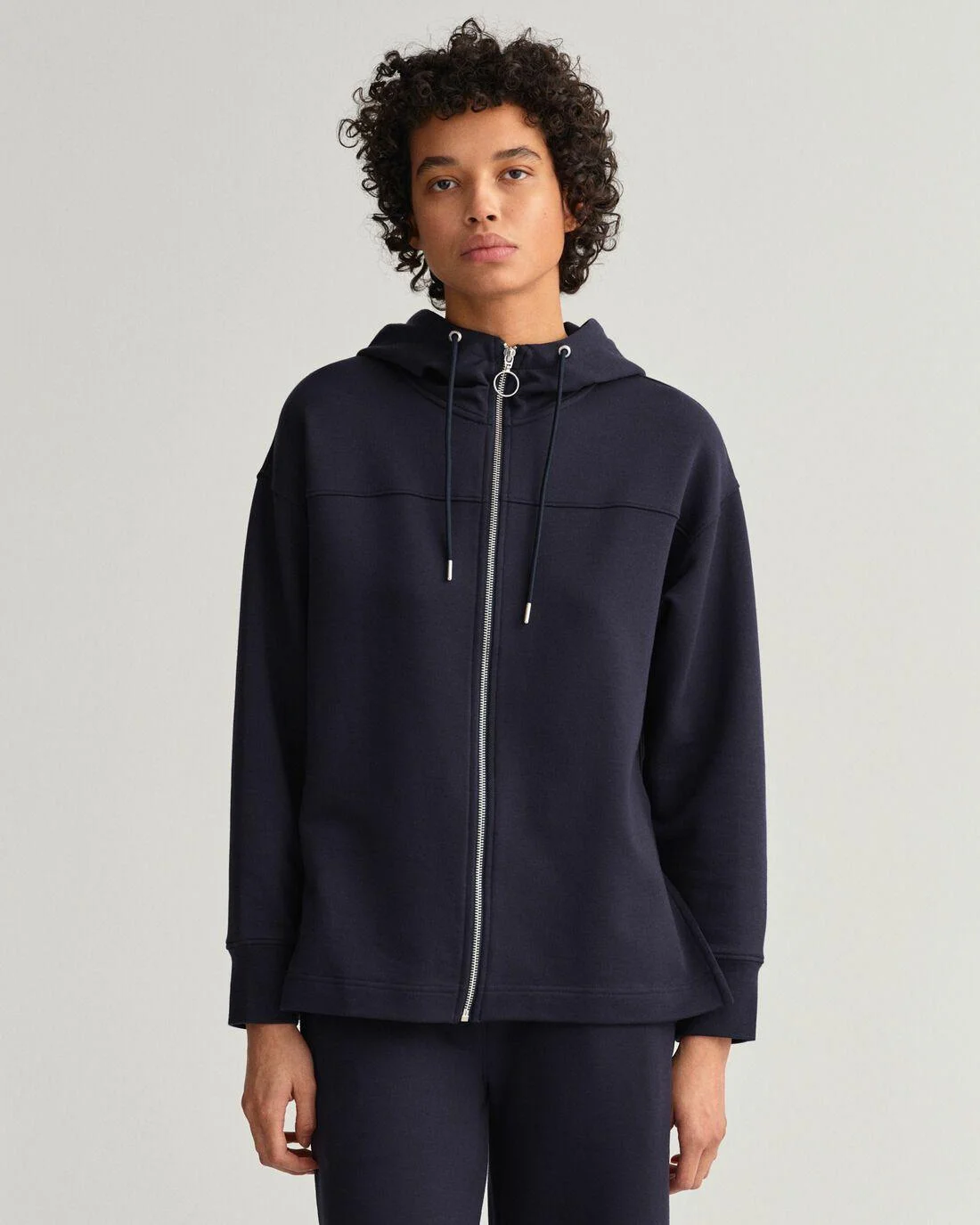 Hoodies And Sweats | Womens GANT Full-Zip Hoodie Evening Blue