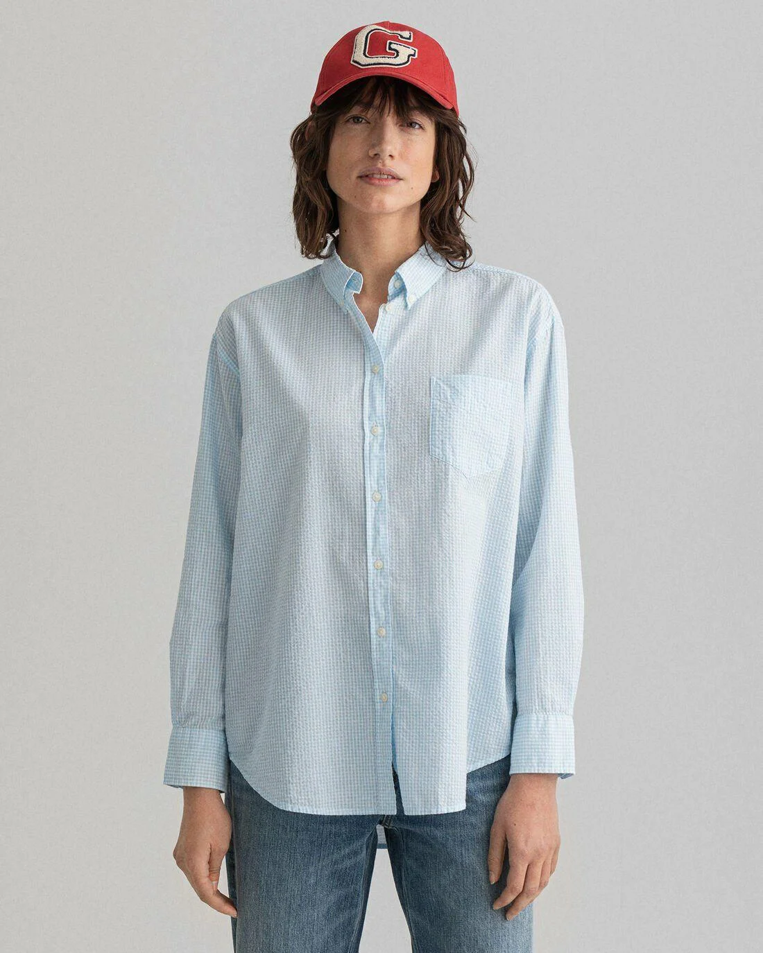 Shirts And Blouses | Womens GANT Relaxed Fit Gingham Shirt Clear Sky