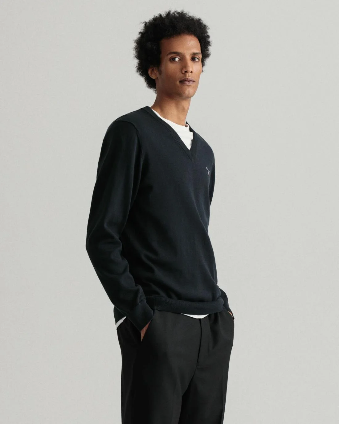 Knitwear | Mens GANT Classic Cotton V-Neck Sweater Black