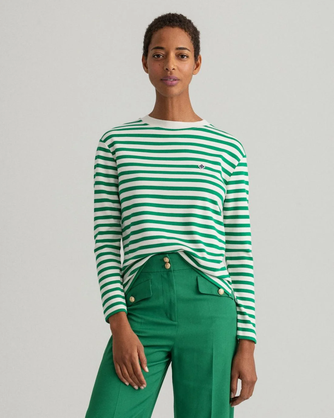 Polos And T-Shirts | Womens GANT Icon G Striped T-Shirt Lavish Green