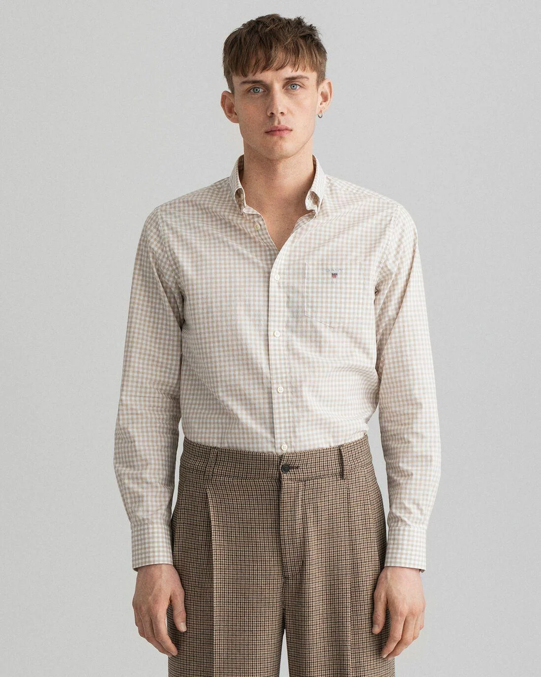 Shirts | Mens GANT Regular Fit Gingham Broadcloth Shirt Dry Sand