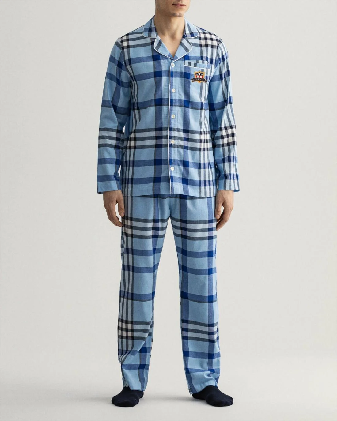 Underwear | Mens GANT Tartan Flannel Pajama Set Capri Blue