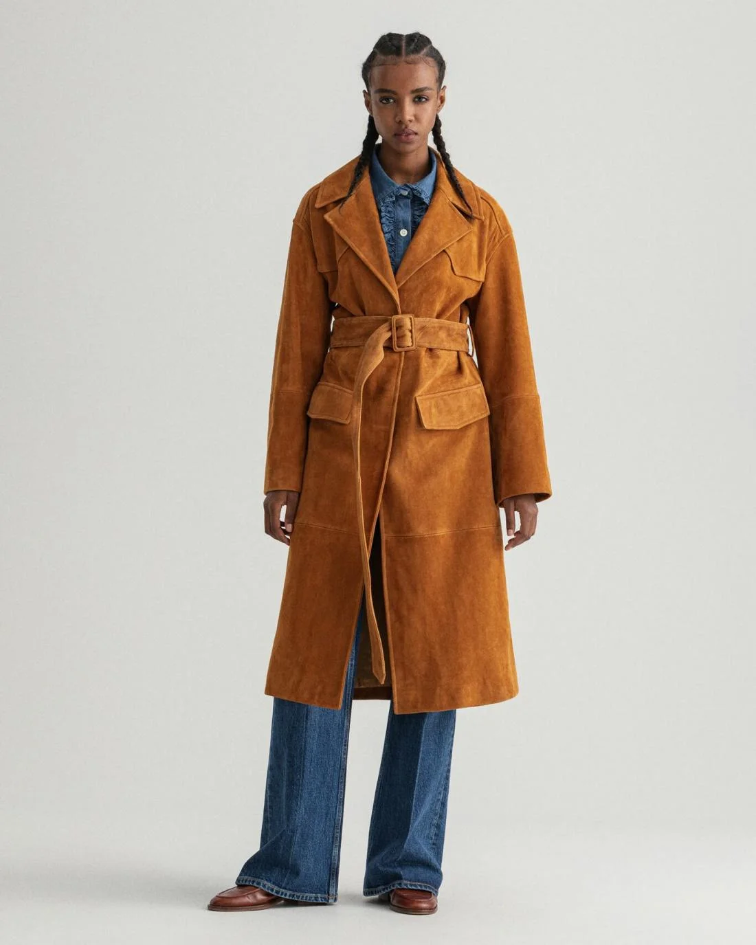 Jackets And Coats | Womens GANT Belted Suede Coat Sugar Almond