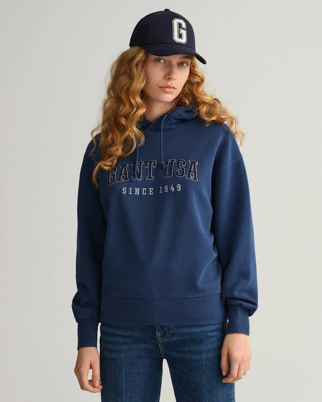 Hoodies And Sweats | Womens GANT Usa Graphic Hoodie Evening Blue