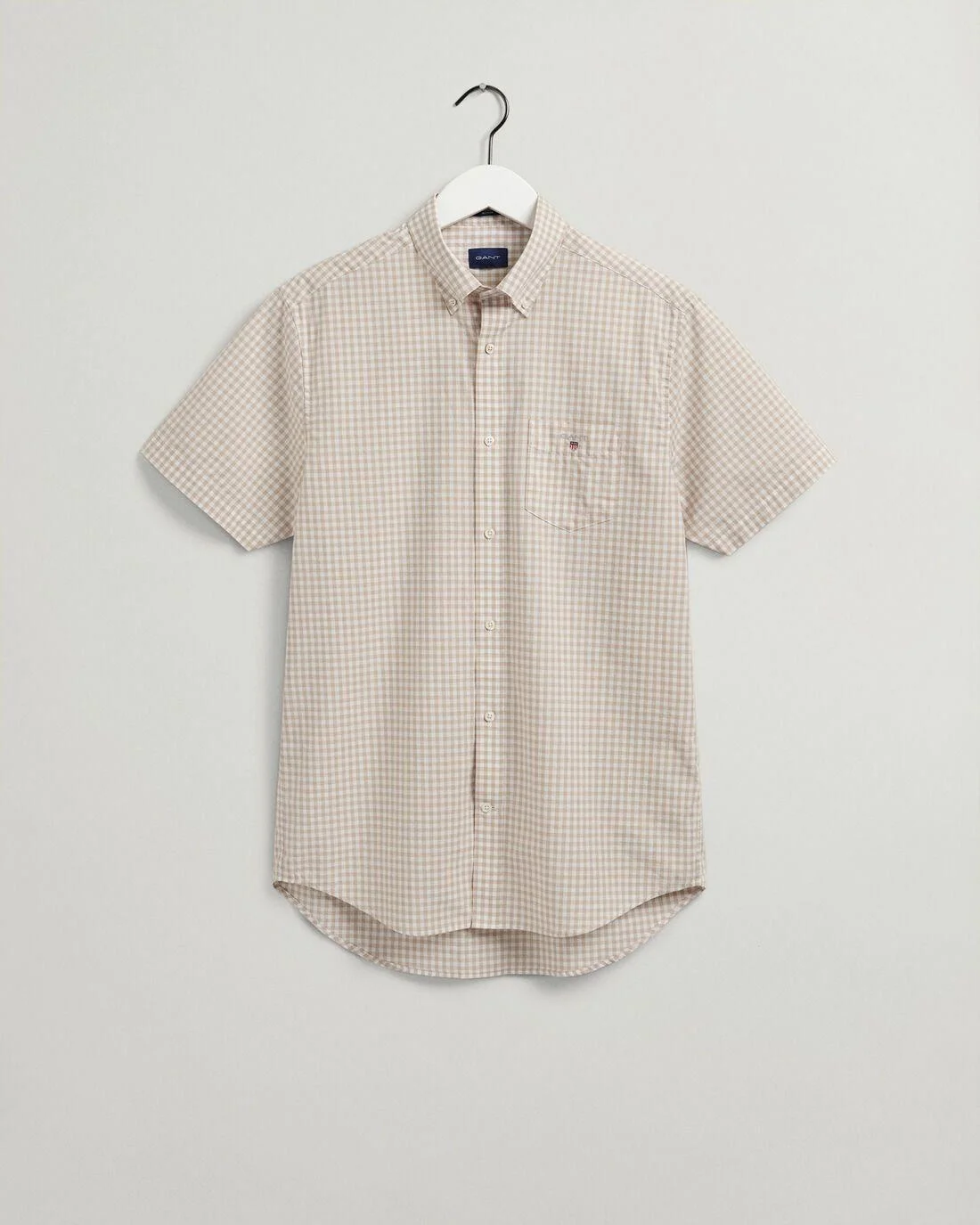 Shirts | Mens GANT Regular Fit Broadcloth Gingham Short Sleeve Shirt Dry Sand