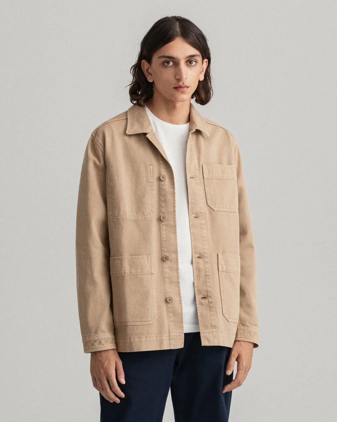 Shirts | Mens GANT Garment-Dyed Overshirt Cavalry Beige