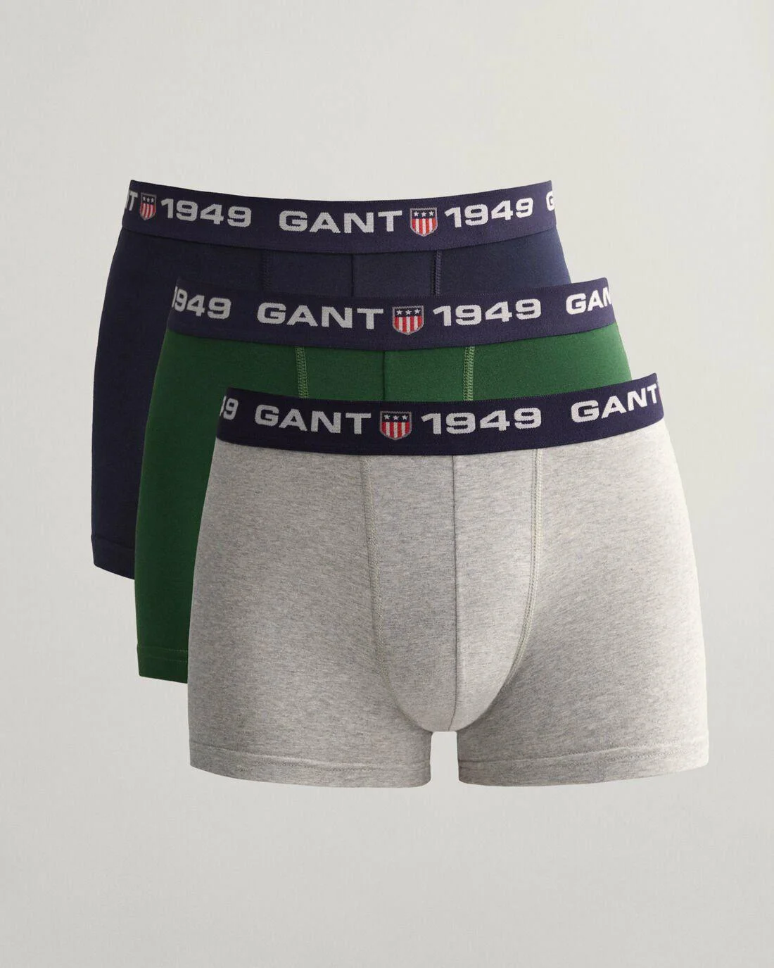 Underwear | Mens GANT 3-Pack Retro Shield Trunks Light Grey Melange