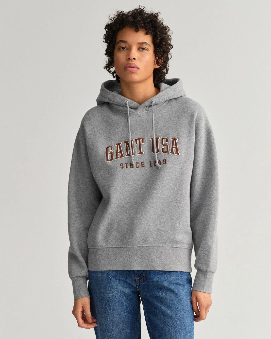 Hoodies And Sweats | Womens GANT Usa Graphic Hoodie Grey Melange