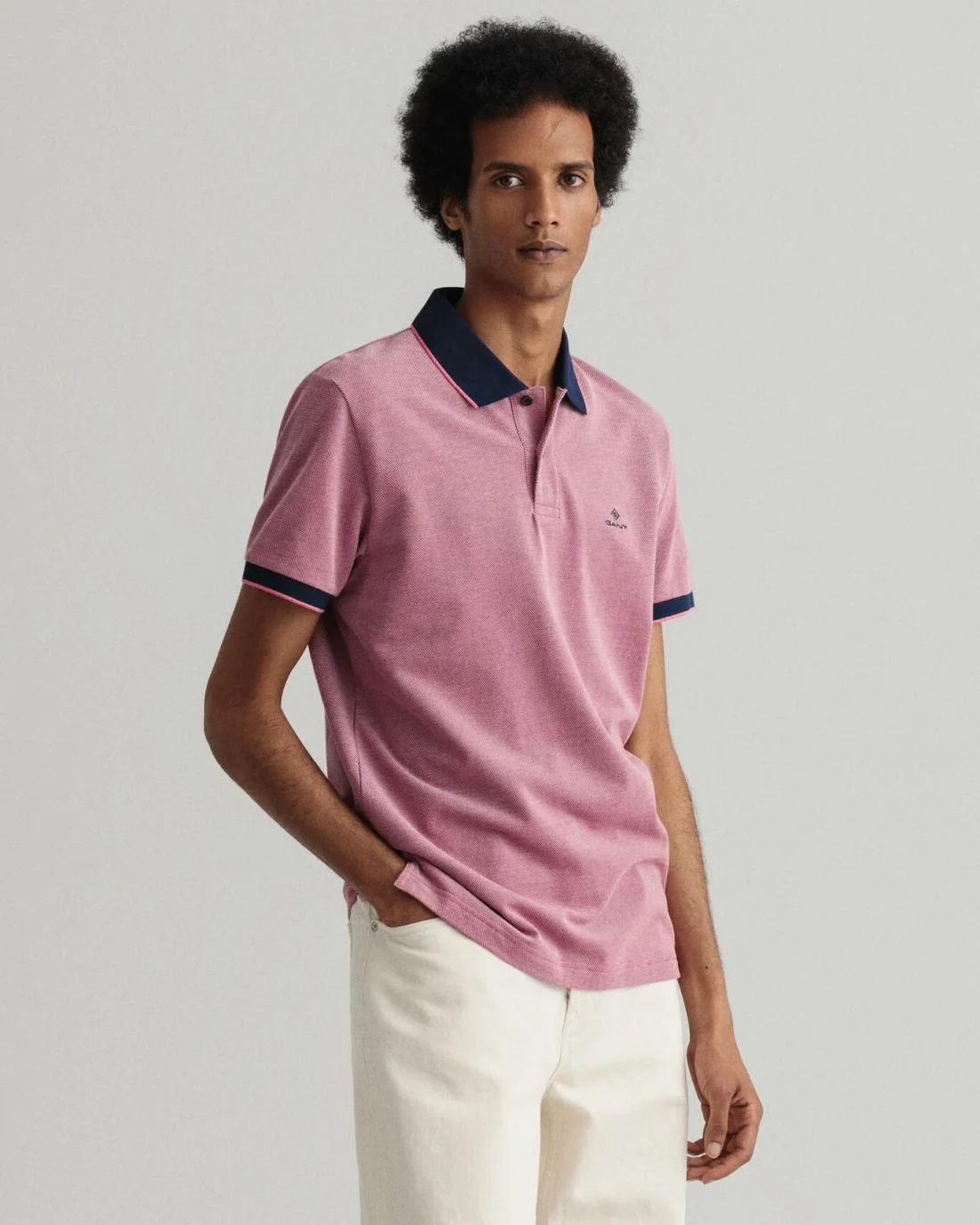 Polo Shirts | Mens GANT 4-Color Oxford Piqué Polo Shirt Sunset Pink