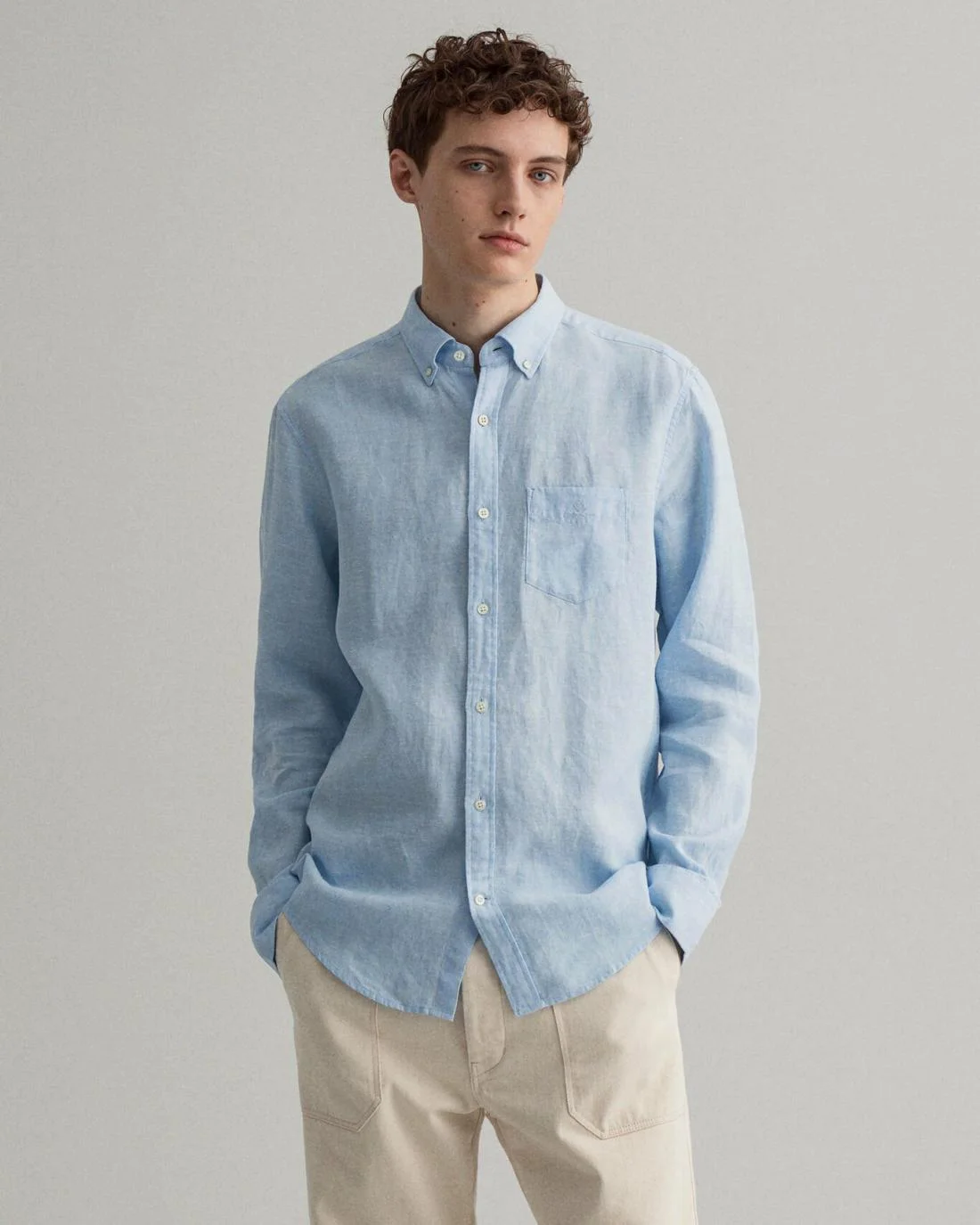 Shirts | Mens GANT Regular Fit Linen Shirt Capri Blue