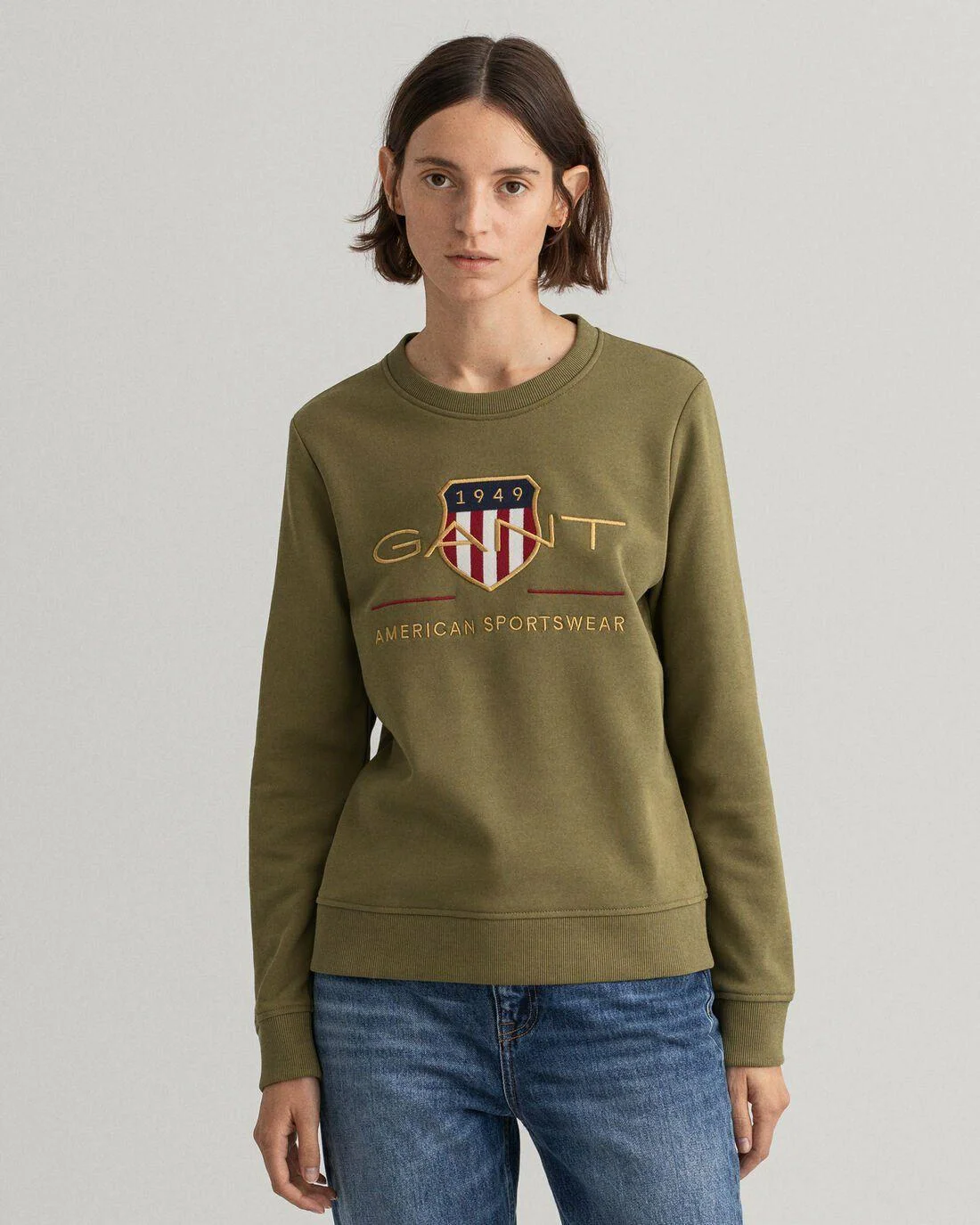 Hoodies And Sweats | Womens GANT Archive Shield Crew Neck Sweater Utility Green