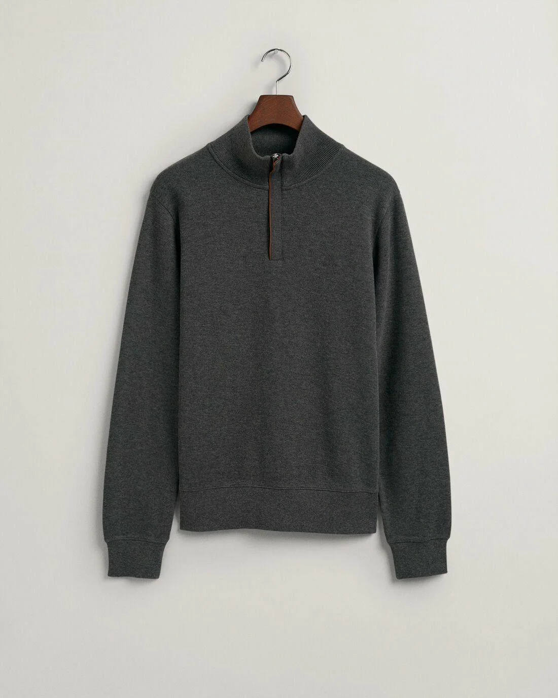 Hoodies And Sweats | Mens GANT Sacker Rib Half-Zip Sweatshirt Antracit Melange