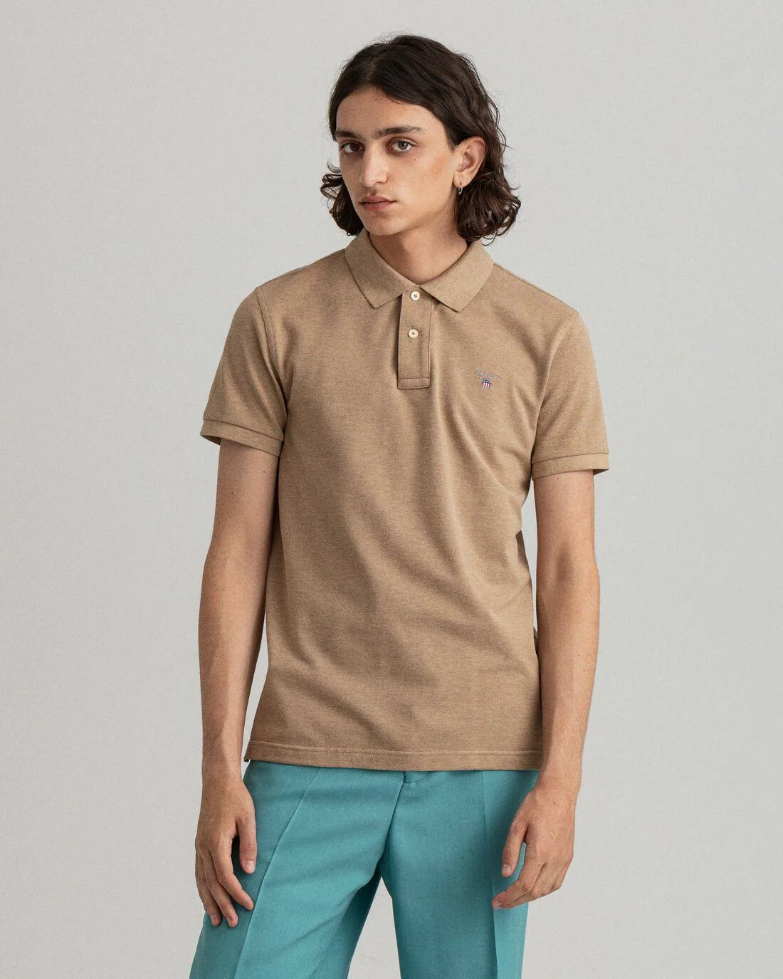 Polo Shirts | Mens GANT Original Slim Fit Piqué Polo Shirt Khaki Melange