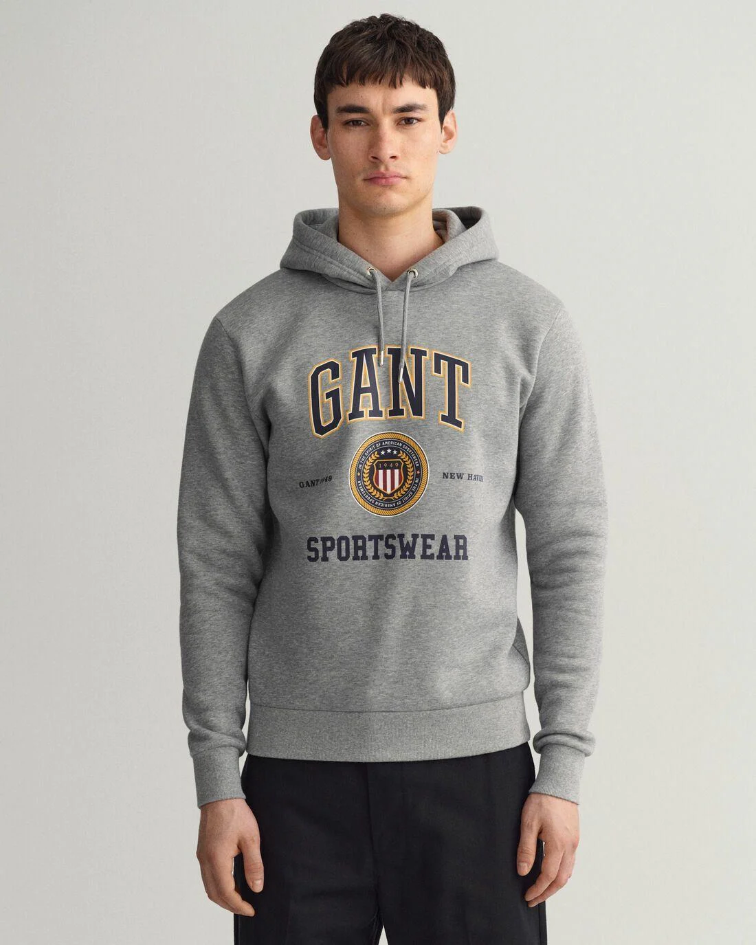 Hoodies And Sweats | Mens GANT Crest Shield Sweat Hoodie Grey Melange