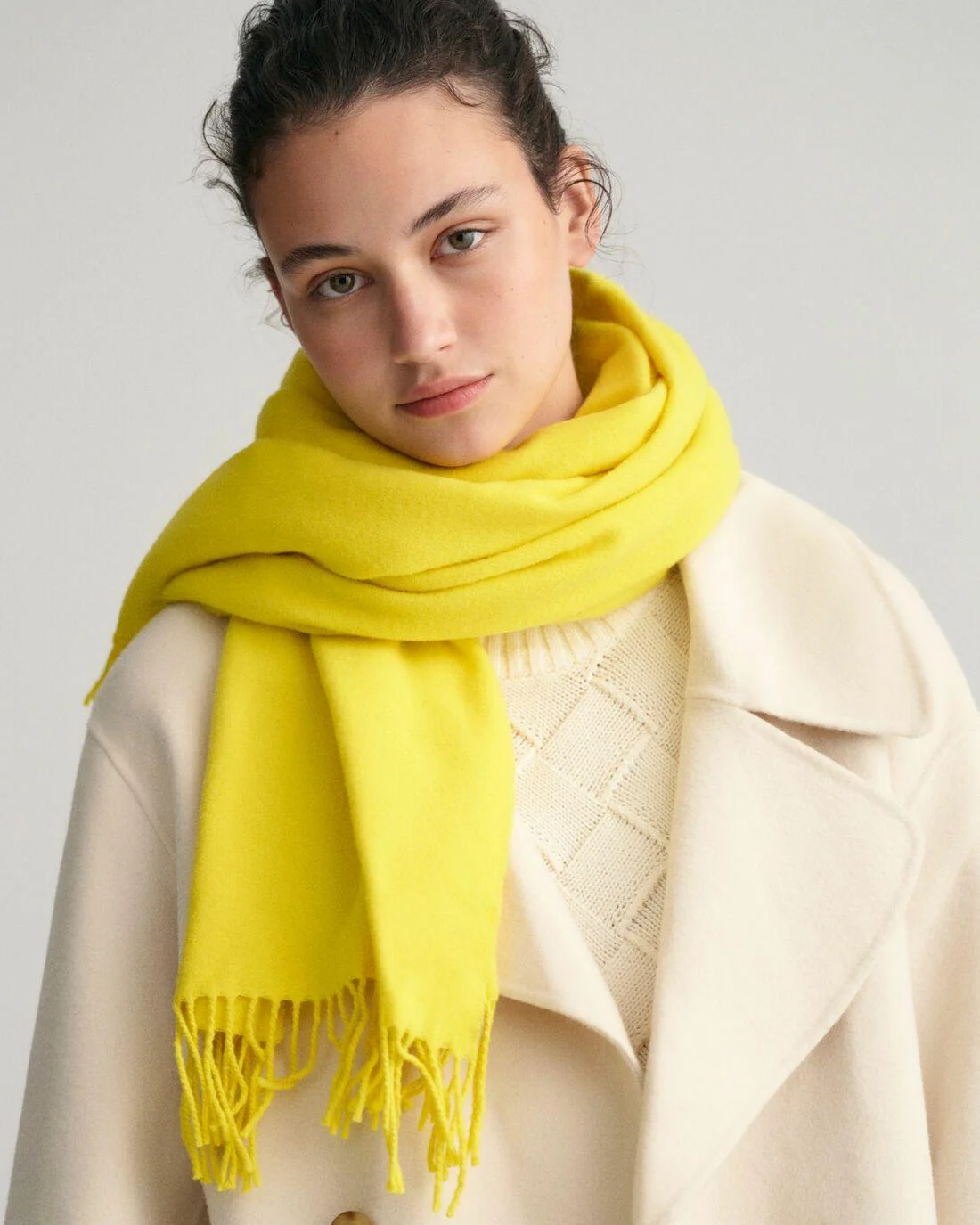 Scarves | Womens GANT Wool Solid Woven Scarf Electric Yellow