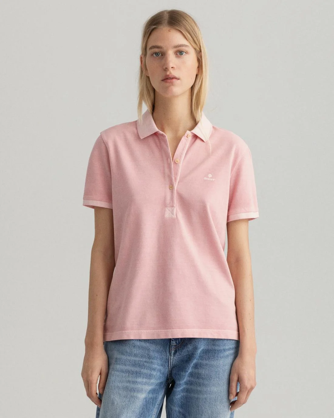 Polos And T-Shirts | Womens GANT Sunfaded Piqué Polo Shirt Preppy Pink