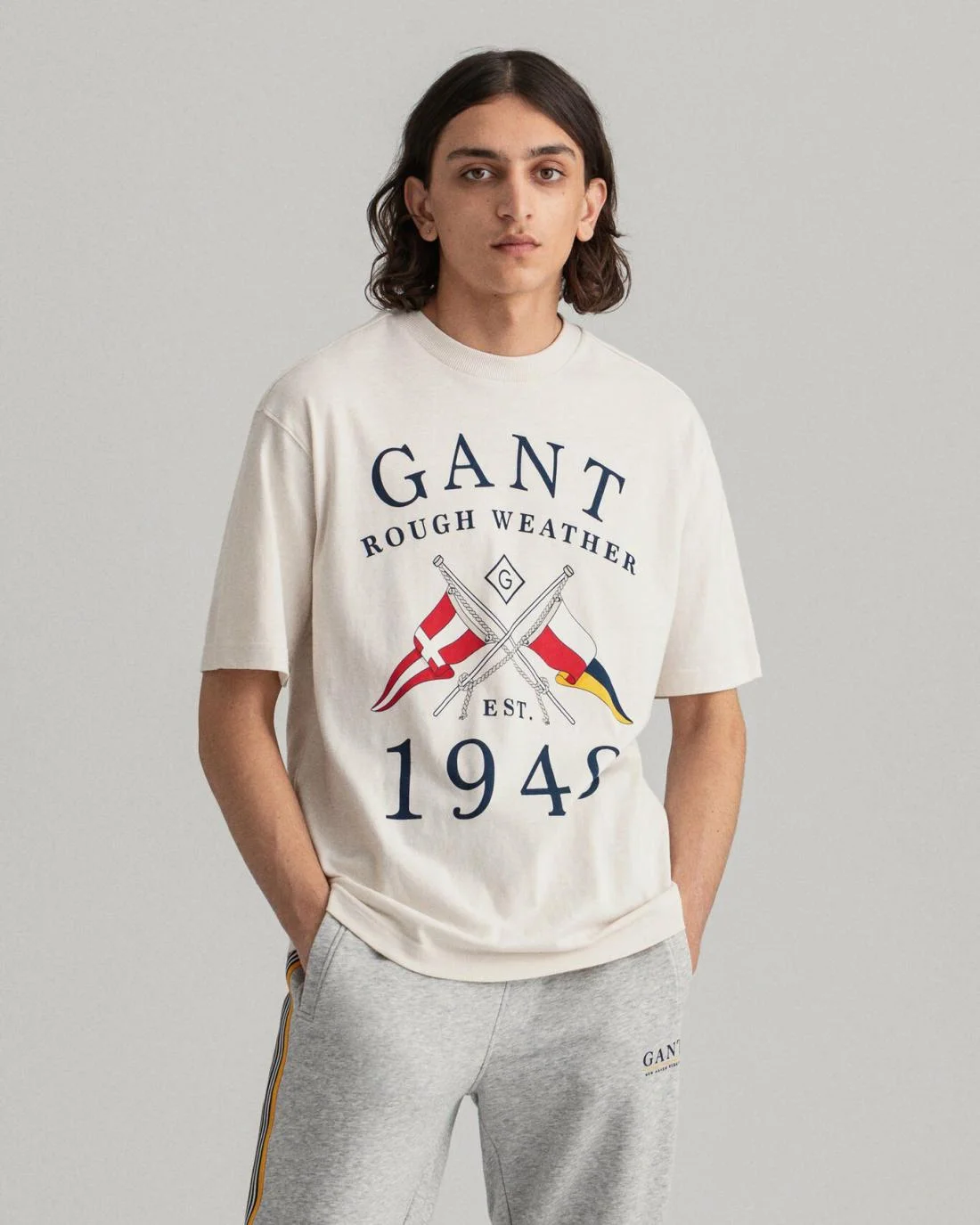 T-Shirts | Mens GANT Rough Weather Print T-Shirt Caulk White