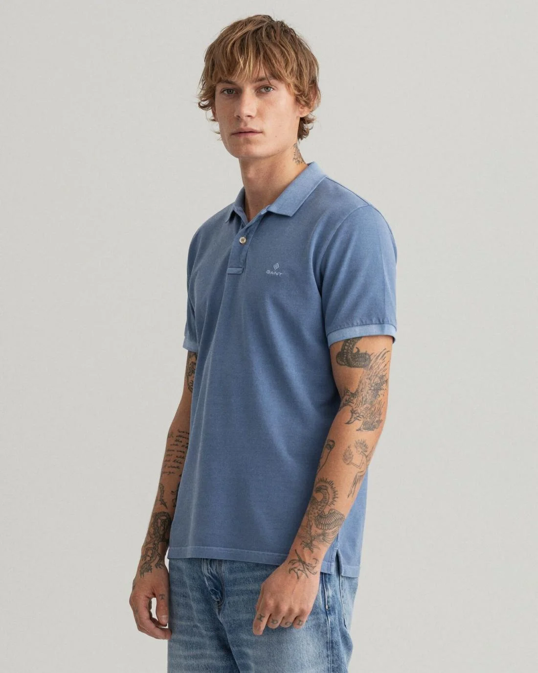 Polo Shirts | Mens GANT Sunfaded Piqué Polo Shirt Salty Sea