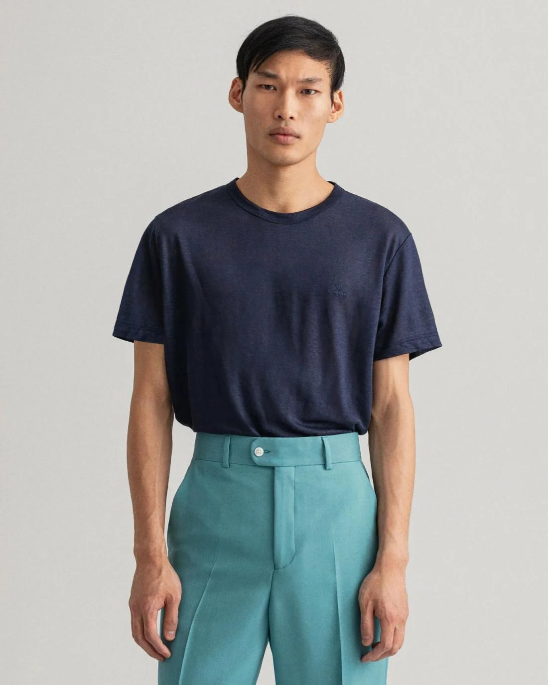 T-Shirts | Mens GANT Linen T-Shirt Evening Blue