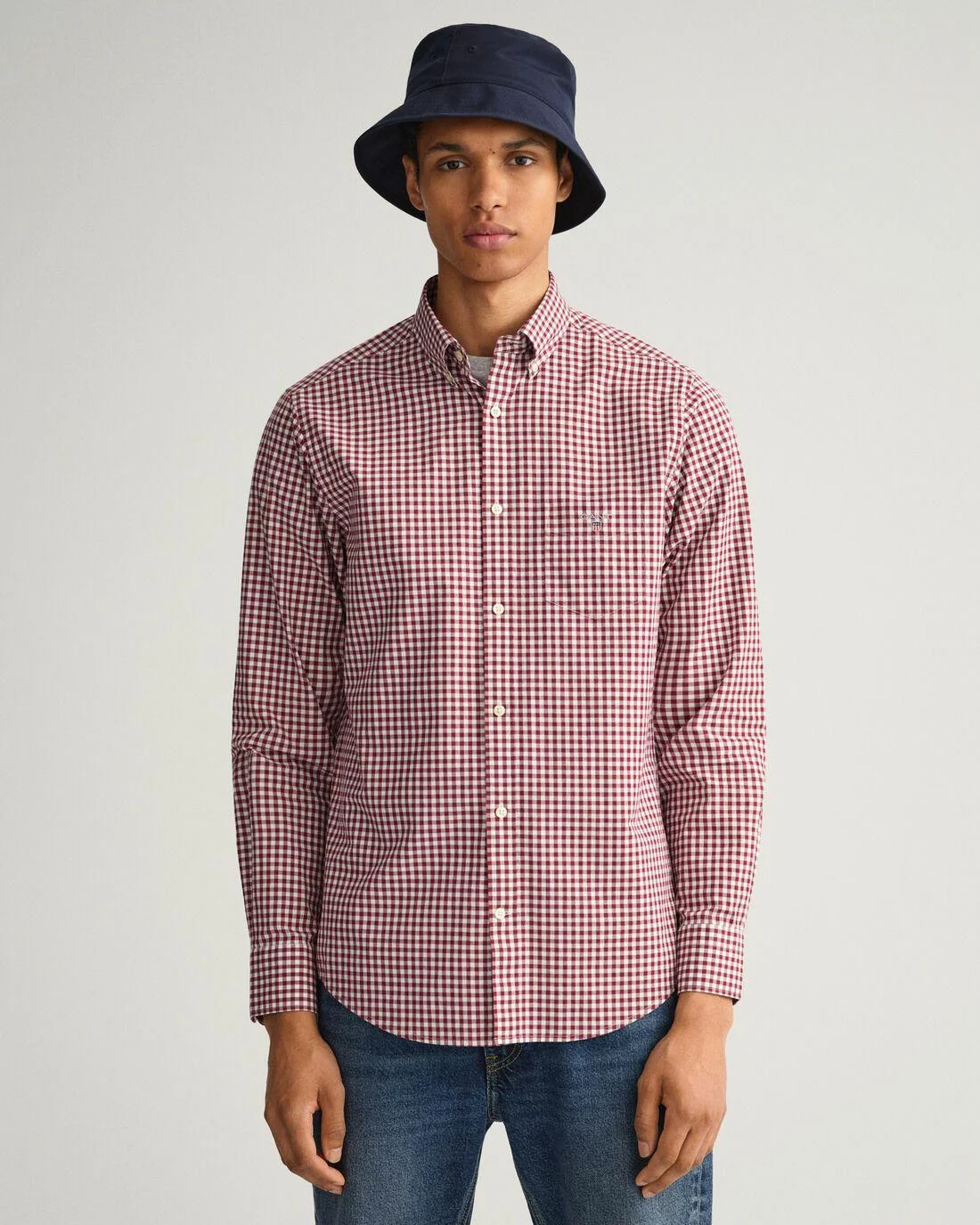 Shirts | Mens GANT Regular Fit Gingham Broadcloth Shirt Plumped Red