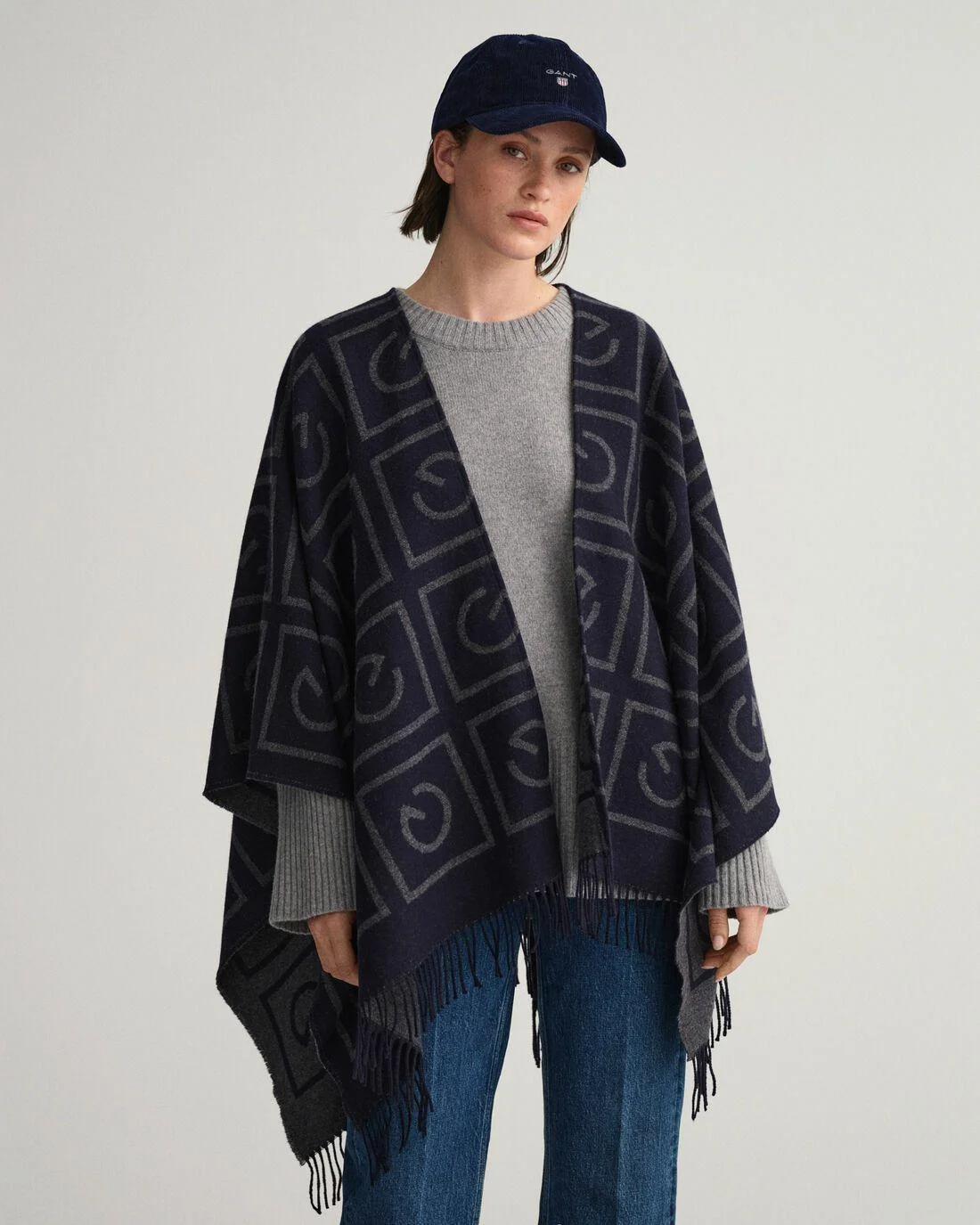 Scarves | Womens GANT Icon G Poncho Dark Grey Melange